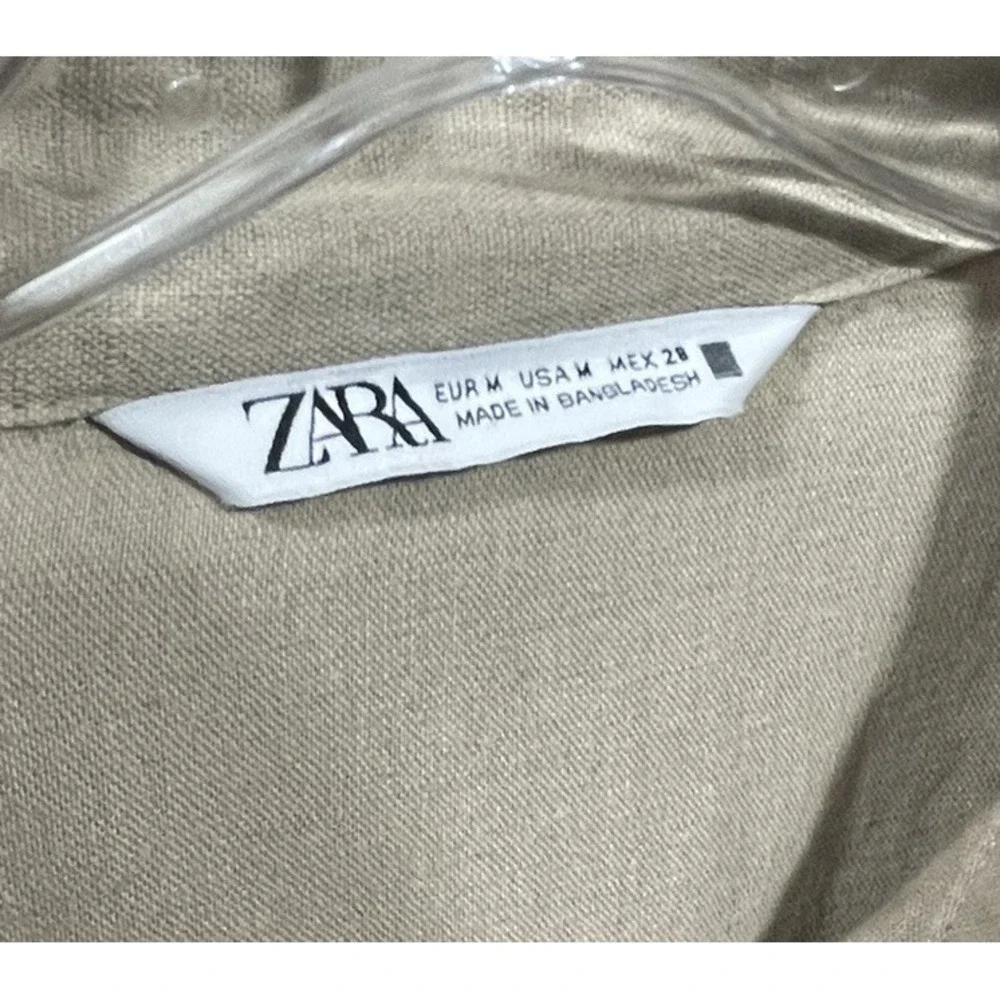 Zara Size Medium Beige Linen Romper Safari Beach Resort Playsuit Coastal‎